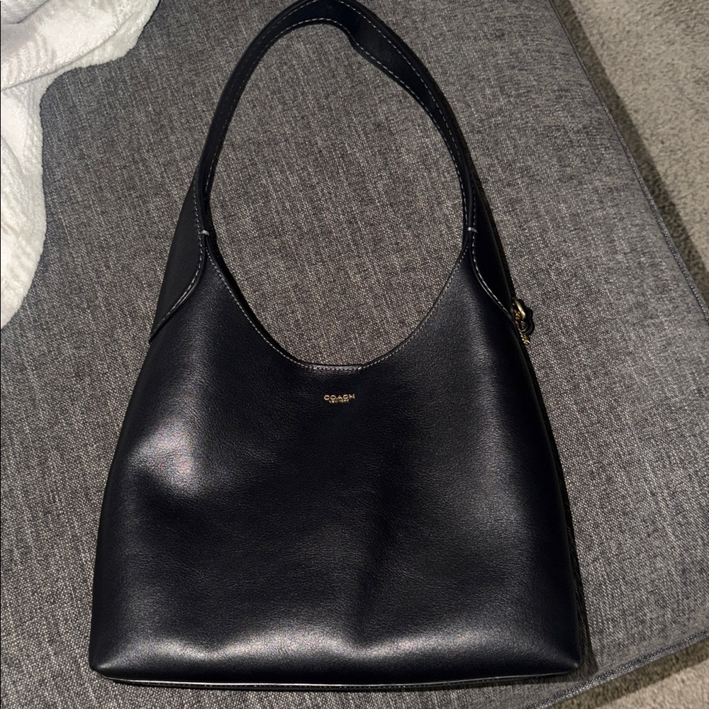Coach Smooth Black Leather Hobo Shoulder Bag